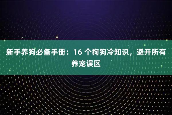 新手养狗必备手册：16 个狗狗冷知识，避开所有养宠误区
