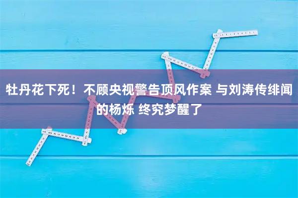 牡丹花下死！不顾央视警告顶风作案 与刘涛传绯闻的杨烁 终究梦醒了