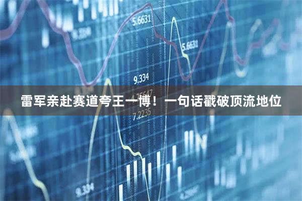 雷军亲赴赛道夸王一博！一句话戳破顶流地位
