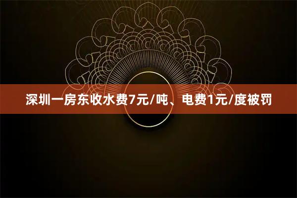 深圳一房东收水费7元/吨、电费1元/度被罚